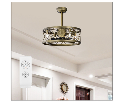 Misty Valley 20in. Low profile Enclosed Modern Reversible Bladeless Ceiling Fan with Light,Flush Mount Ceiling Fan for bedroom