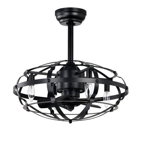 Misty Valley Industrial Ceiling Fan Light Kit for Living Room Bedroom Kitchen and Bladeless Caged Ceiling Fan with Lights