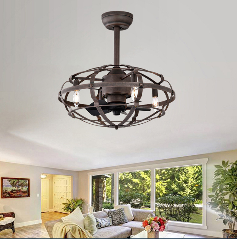 Misty Valley 52in. Modern Rust Red Ceiling Fan with Light and Remote Control, Industrial Ceiling Fan for Patio Living Room, Bedroom