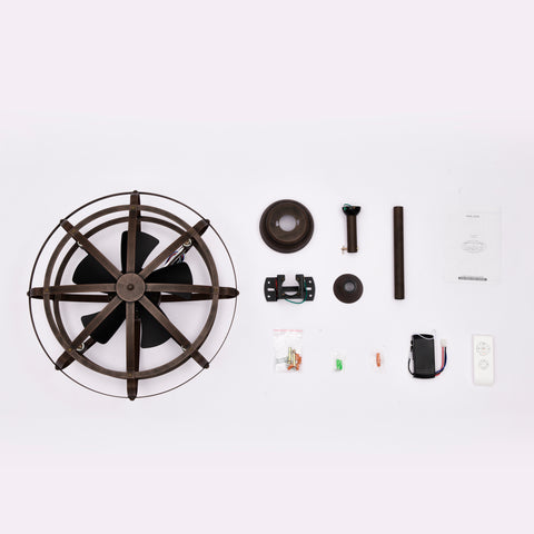 Misty Valley 52in. Modern Rust Red Ceiling Fan with Light and Remote Control, Industrial Ceiling Fan for Patio Living Room, Bedroom