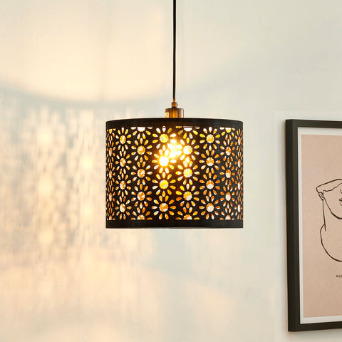Misty Valley Plug-in Black Chandelier With Sunflower Shade Pendant Light for Bedroom(set of 2)