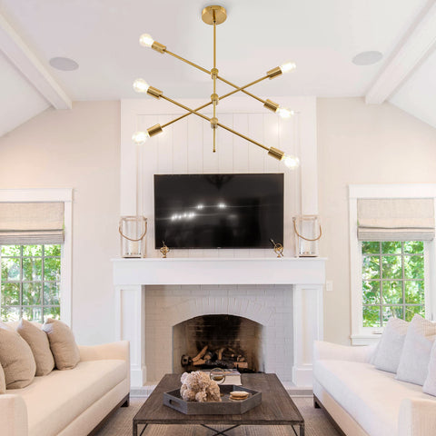 Misty Valley 6-Light DIY Shade Mid Century Sputnik Geometric Chandelier