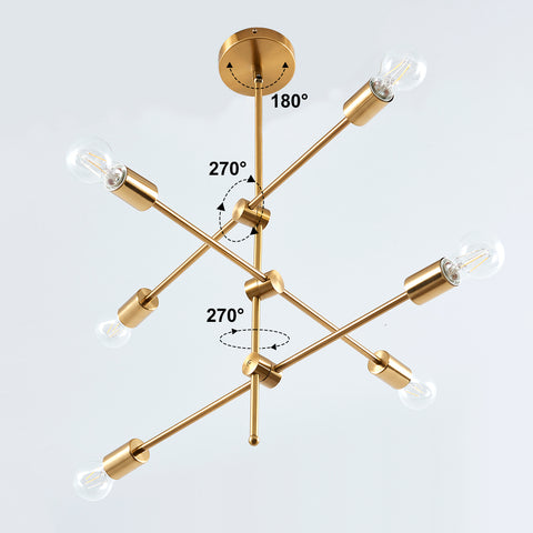 Misty Valley 6-Light DIY Shade Mid Century Sputnik Geometric Chandelier