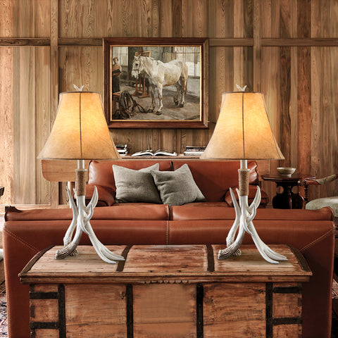 Misty Valley Forest Exotic Style Resin Table Lamp (Set of 2)