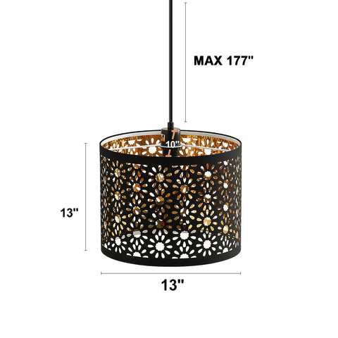 Misty Valley Plug-in Black Chandelier With Sunflower Shade Pendant Light for Bedroom(set of 2)