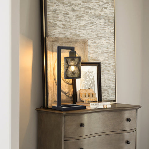 Misty Valley Modern Matte Black Metal Table Lamp for Bedroom(Set of 2)