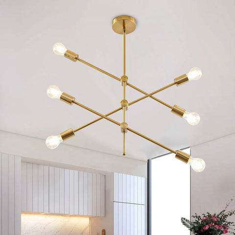 Misty Valley 6-Light DIY Shade Mid Century Sputnik Geometric Chandelier