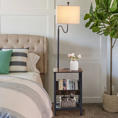 Misty Valley Side Table End Table with Floor Lamp for Living Room, Bedroom