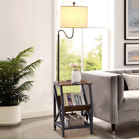 Misty Valley Side Table End Table with Floor Lamp for Living Room, Bedroom