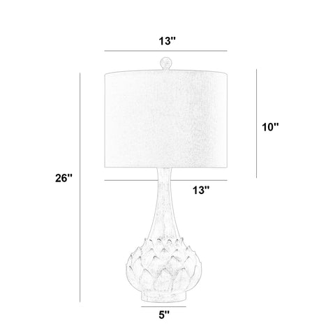Misty Valley Modern Carved Floral Base and Fabric Lampshade,Resin Table Lamp