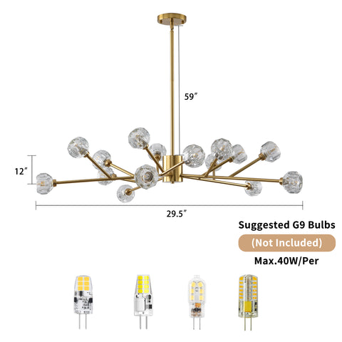 Misty Valley Mid-Century Modern American chandelier Golden iron -15 bulb