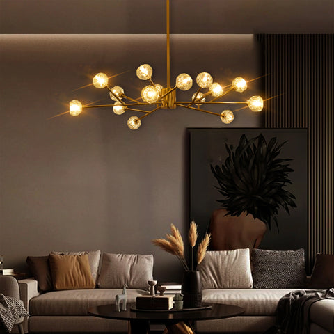 Misty Valley Mid-Century Modern American chandelier Golden iron -15 bulb