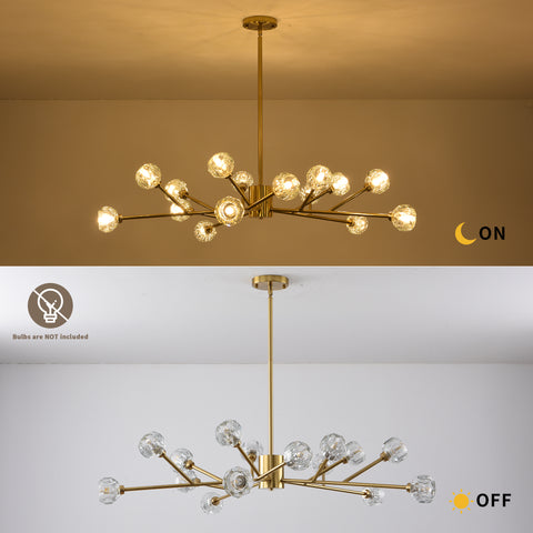 Misty Valley Mid-Century Modern American chandelier Golden iron -15 bulb