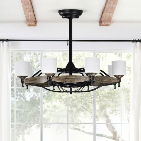 Misty Valley Matte Black Ceiling Fan With Lights，DC Motor,Multi-Speed,Reversible Airflow, Anti-theft function,Indoor transitional Ceiling Fan