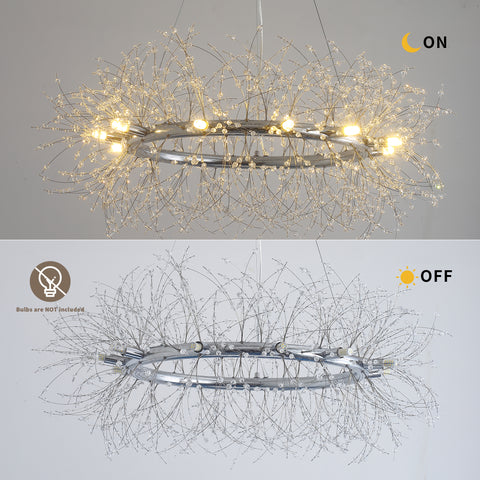 Misty Valley Modern American Round Crystal Chandelier, Classic Glam Crystal Pendant Light for Dining-12 bulbs