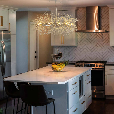 Misty Valley Modern American Round Crystal Chandelier, Classic Glam Crystal Pendant Light for Dining-12 bulbs