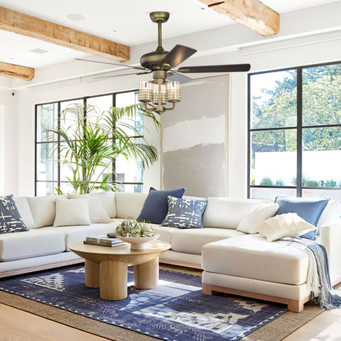 Misty Valley 52in. Modern Bronze Adjustable Height Ceiling Fan with Light, Traditional Reversible Airflow Ceiling Fan