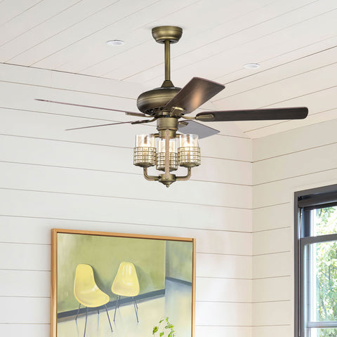Misty Valley 52in. Modern Bronze Adjustable Height Ceiling Fan with Light, Traditional Reversible Airflow Ceiling Fan