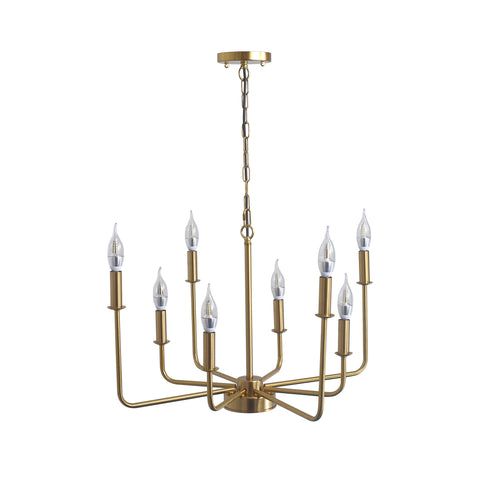 Misty Valley Modern Mid-Century 8-Light Candle Shape Golden Iron Chandelier ,E12 Lamp Holder