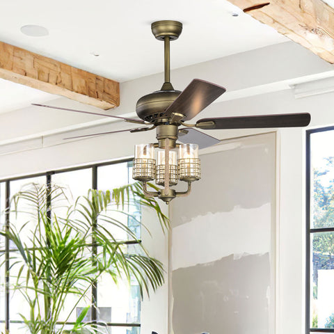 Misty Valley 52in. Modern Bronze Adjustable Height Ceiling Fan with Light, Traditional Reversible Airflow Ceiling Fan