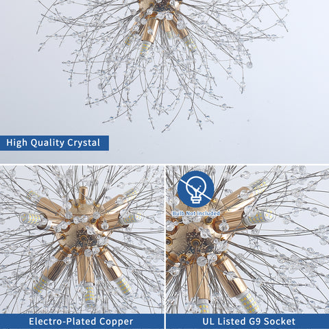 Misty Valley Modern American Multi-Particle Spherical Crystal Chandelier -8 Bulbs -G9 lamp holder