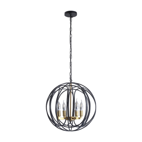 Misty Valley 4-Light Modern American Spherical Globo Chandelier,Classic Iron Metal Ceiling Light