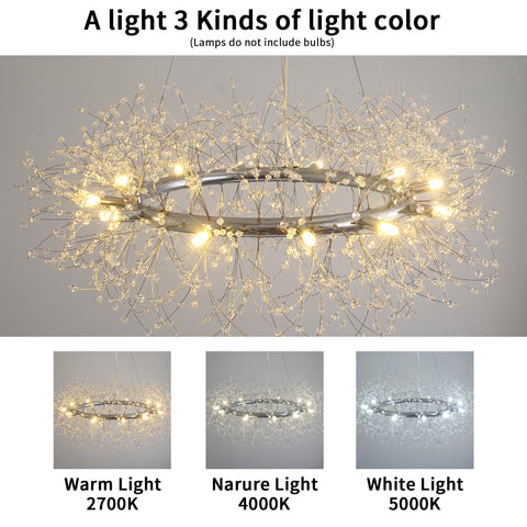 Misty Valley Modern American Round Crystal Chandelier, Classic Glam Crystal Pendant Light for Dining-12 bulbs