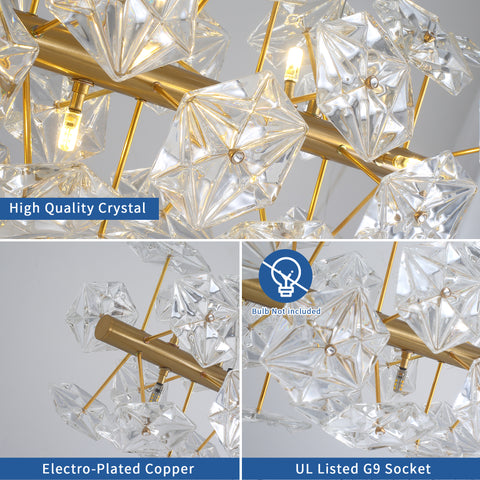 Misty Valley Modern American cylindrical Glam Crystal Chandelier, Classic Crystal Ceiling Light-18 bulbs