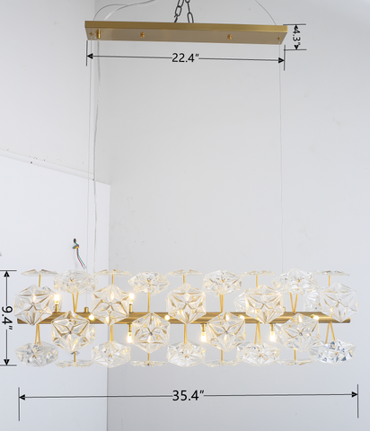 Misty Valley Modern American cylindrical Glam Crystal Chandelier, Classic Crystal Ceiling Light-18 bulbs