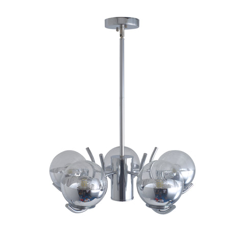 Misty Valley Modern American Chandelier-Silver Iron Glass Lampshade -6 Bulbs -E26 Lamp Holder