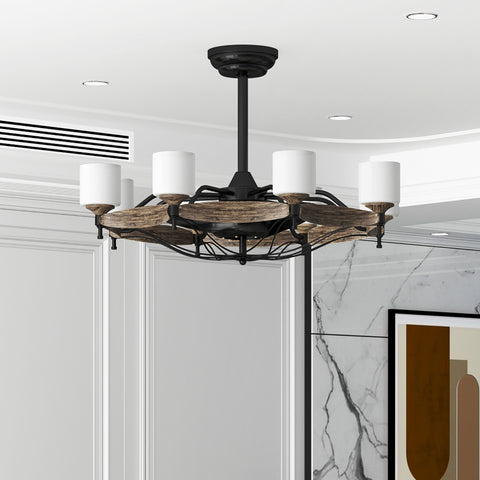 Misty Valley Matte Black Ceiling Fan With Lights，DC Motor,Multi-Speed,Reversible Airflow, Anti-theft function,Indoor transitional Ceiling Fan