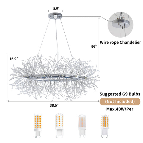 Misty Valley Modern American Round Crystal Chandelier, Classic Glam Crystal Pendant Light for Dining-12 bulbs