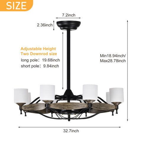 Misty Valley Matte Black Ceiling Fan With Lights，DC Motor,Multi-Speed,Reversible Airflow, Anti-theft function,Indoor transitional Ceiling Fan
