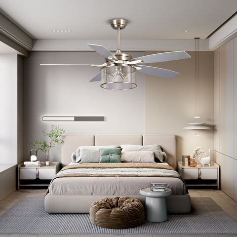 Misty Valley 52in. Modern Glam Brushed Nickel Crystal Ceiling Fan with Light Kit and Remote Control