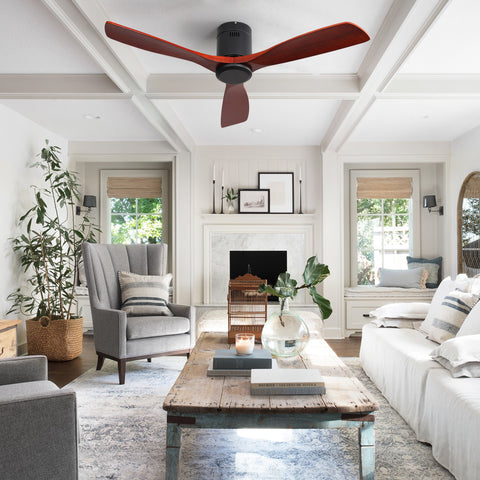 Misty Valley 52in. Matte Black Indoor Ceiling Fan with Light,Outdoor Wood Ceiling Fan Quite Reversible DC Motor for Patio