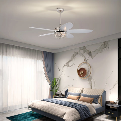 Misty Valley 52in. Industrial Brush Nickel Ceiling Fans with Light,Remote Control Ceiling Fan with for Living Room