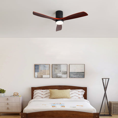 Misty Valley Modern 52in. Matte Black Ceiling Fan with Lights,Remote Control, Outdoor Wood Ceiling Fan , Noiseless Reversible DC Motor for Patio,Living Room, Bedroom