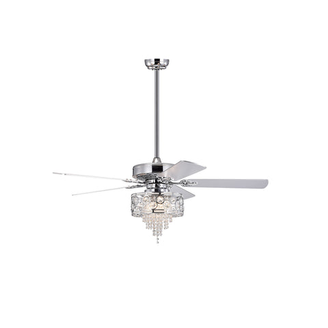 Misty Valley 52in. Modern Glam Chrome Crystal Reversible Ceiling Fan with Light,Remote Control Ceiling Fan for Living Room