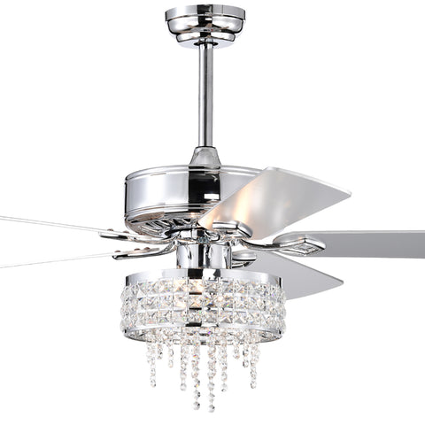 Misty Valley 52in. Modern Glam Crystal Reversible Ceiling Fan with Light for Living Room