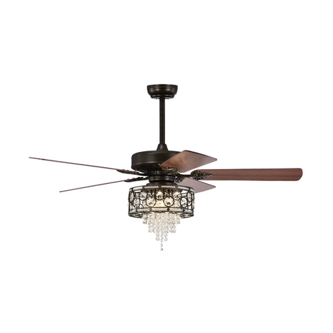 Misty Valley 52in. Industrial Black Ceiling Fan with Light, Remote Control,Wood Ceiling Fan for Living Room