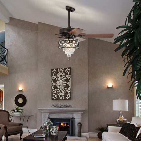 Misty Valley 52in. Industrial Black Ceiling Fan with Light, Remote Control,Wood Ceiling Fan for Living Room