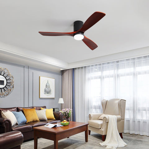 Misty Valley Modern 52in. Matte Black Ceiling Fan with Lights,Remote Control, Outdoor Wood Ceiling Fan , Noiseless Reversible DC Motor for Patio,Living Room, Bedroom