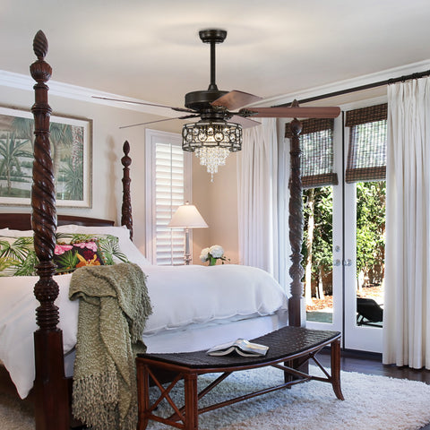 Misty Valley 52in. Industrial Black Ceiling Fan with Light, Remote Control,Wood Ceiling Fan for Living Room