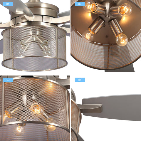 Misty Valley 52in. Modern Glam Brushed Nickel Crystal Ceiling Fan with Light Kit and Remote Control