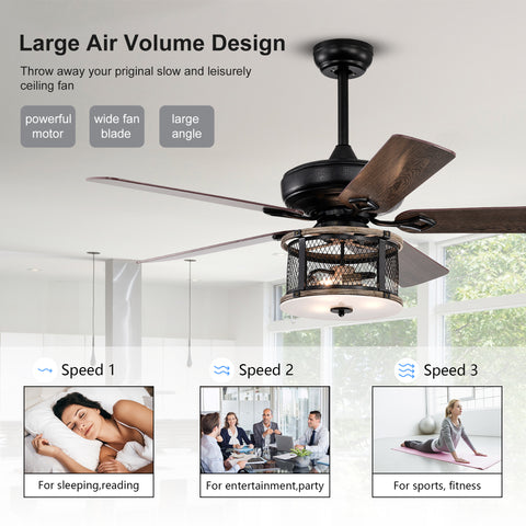 Misty Valley 52in. Industrial 5-Blade Black Reversible Ceiling Fan with Light, Remote Control