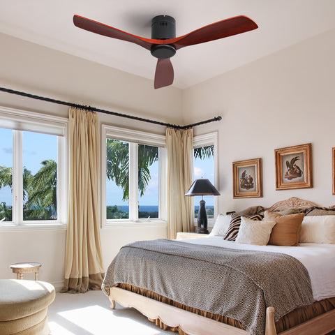 Misty Valley 52in. Matte Black Indoor Ceiling Fan with Light,Outdoor Wood Ceiling Fan Quite Reversible DC Motor for Patio
