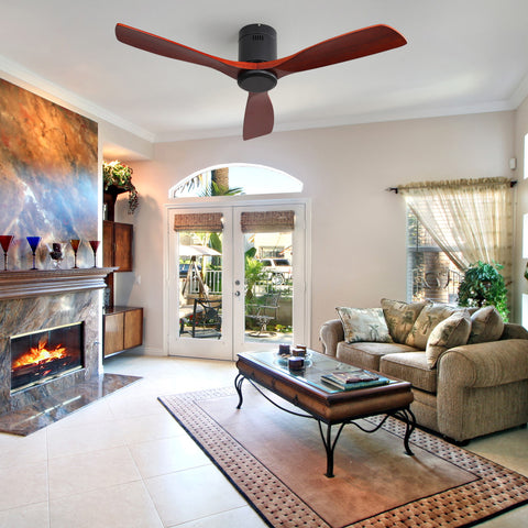 Misty Valley 52in. Matte Black Indoor Ceiling Fan with Light,Outdoor Wood Ceiling Fan Quite Reversible DC Motor for Patio