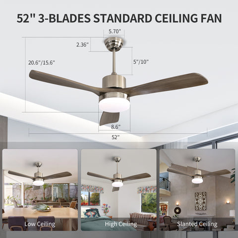 Misty Valley 52in. Remote Control Modern Ceiling Fan with Light, Noiseless Reversible DC Motor for Patio,Living Room, Bedroom