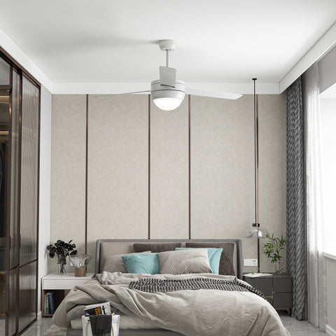 Misty Valley 50in. Modern White Ceiling Fan with Light, Remote Control Quiet Reversible Motor Ceiling Fan For Patio Living Room,