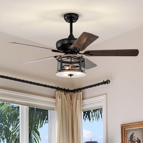 Misty Valley 52in. Industrial 5-Blade Black Reversible Ceiling Fan with Light, Remote Control